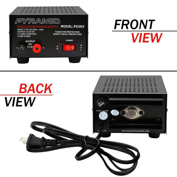 Main product image for Pyramid PS3KX 2.5 Amp Power Supply 13.8 VDC 2.5A 120-530